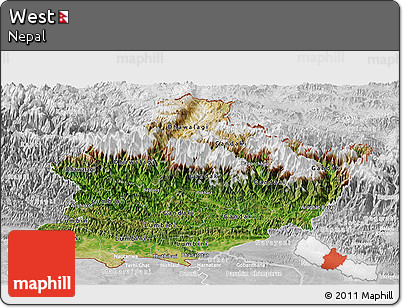 Satellite Panoramic Map of West, lighten, desaturated