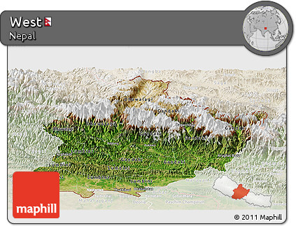 Satellite Panoramic Map of West, lighten
