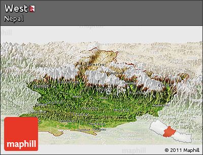 Satellite Panoramic Map of West, lighten