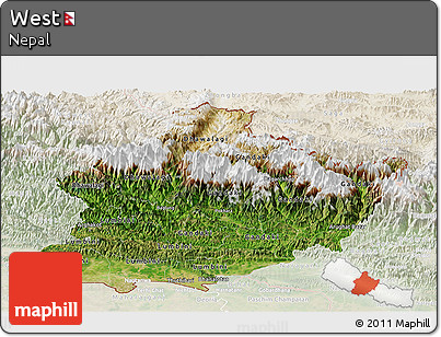 Satellite Panoramic Map of West, lighten