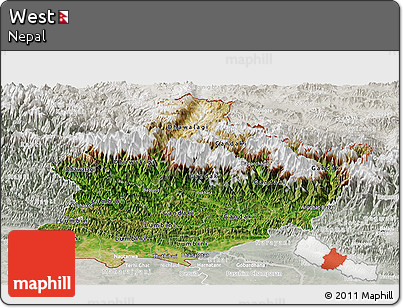 Satellite Panoramic Map of West, lighten, semi-desaturated