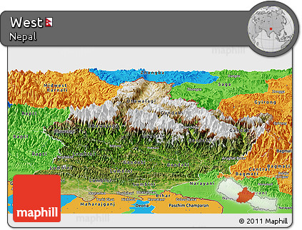 Satellite Panoramic Map of West, political outside