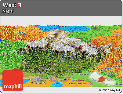 Satellite Panoramic Map of West, political outside