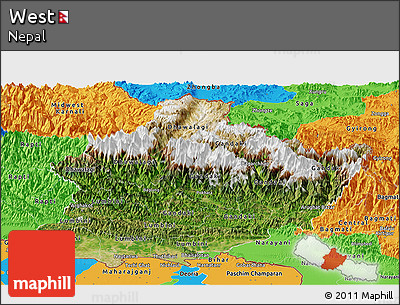 Satellite Panoramic Map of West, political outside