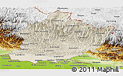 Shaded Relief Panoramic Map of West, physical outside