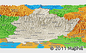 Shaded Relief Panoramic Map of West, political outside