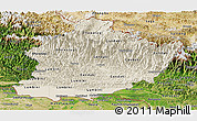 Shaded Relief Panoramic Map of West, satellite outside