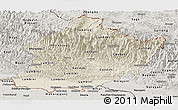 Shaded Relief Panoramic Map of West, semi-desaturated