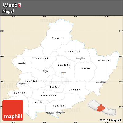 Classic Style Simple Map of West, single color outside