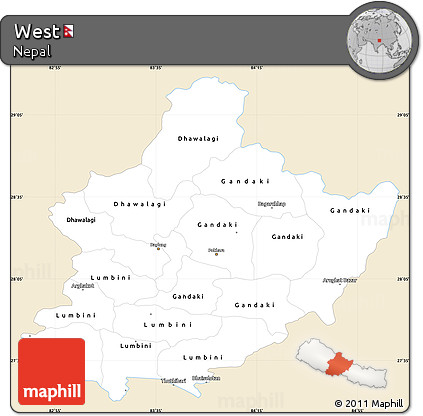 Classic Style Simple Map of West, single color outside