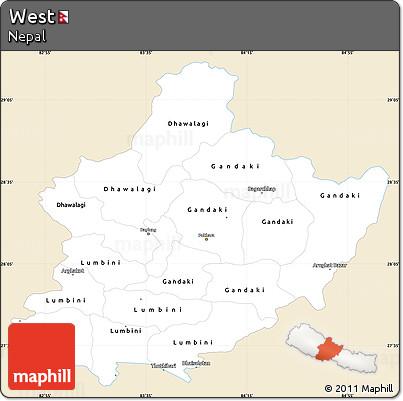 Classic Style Simple Map of West, single color outside