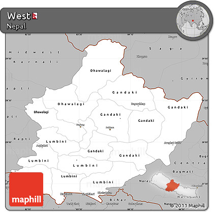 Gray Simple Map of West