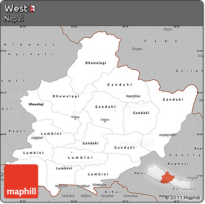 Gray Simple Map of West
