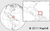 Blank Location Map of Netherlands Antilles, within the entire continent
