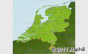 Physical 3D Map of Netherlands, darken, land only