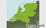 Physical 3D Map of Netherlands, darken, semi-desaturated, land only