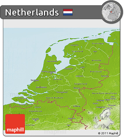 Physical 3D Map of Netherlands