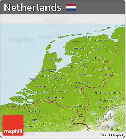 Physical 3D Map of Netherlands