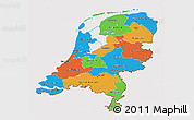 Political 3D Map of Netherlands, cropped outside