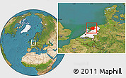 Satellite Location Map of Friesland, highlighted country