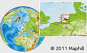 Physical Location Map of Gelderland, highlighted country, within the entire country