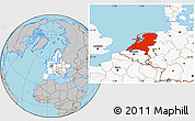 Gray Location Map of Netherlands, highlighted continent