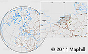 Gray Location Map of Netherlands, lighten, desaturated