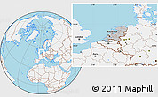 Gray Location Map of Netherlands, lighten, land only