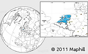 Political Location Map of Netherlands, blank outside