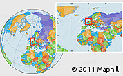 Political Location Map of Netherlands, within the entire continent