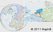 Political Location Map of Netherlands, lighten