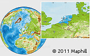 Political Location Map of Netherlands, physical outside