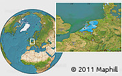 Political Location Map of Netherlands, satellite outside