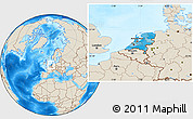 Political Location Map of Netherlands, shaded relief outside