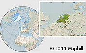 Satellite Location Map of Netherlands, lighten