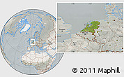 Satellite Location Map of Netherlands, lighten, semi-desaturated
