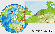 Satellite Location Map of Netherlands, physical outside