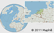 Savanna Style Location Map of Netherlands, lighten, semi-desaturated, land only