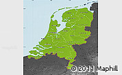 Physical Map of Netherlands, darken, desaturated, land only