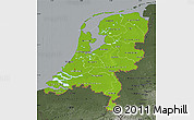 Physical Map of Netherlands, darken, semi-desaturated