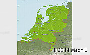 Physical Map of Netherlands, semi-desaturated, land only