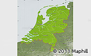 Physical Map of Netherlands, semi-desaturated
