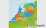 Political Map of Netherlands, physical outside