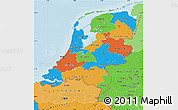 Political Map of Netherlands, political shades outside