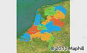 Political Map of Netherlands, satellite outside