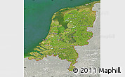 Satellite Map of Netherlands, lighten, semi-desaturated, land only