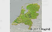 Satellite Map of Netherlands, lighten, semi-desaturated