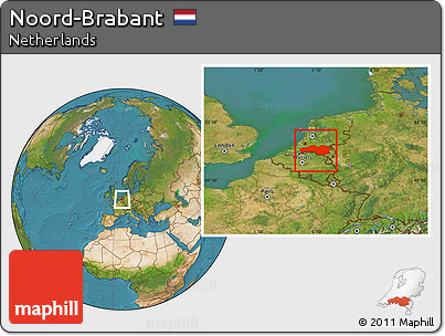 Satellite Location Map of Noord-Brabant