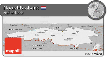 Gray Panoramic Map of Noord-Brabant
