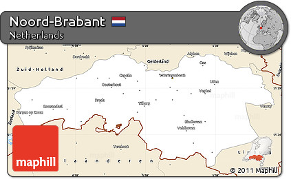 Classic Style Simple Map of Noord-Brabant